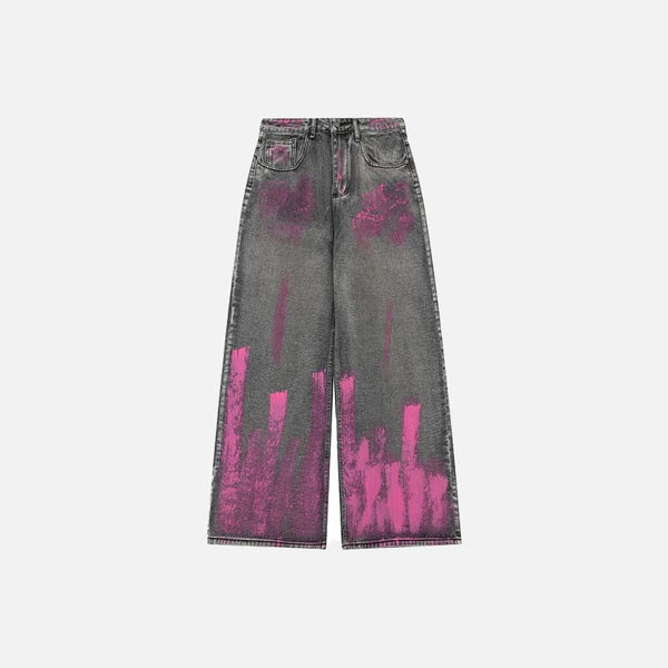 Pink Hand Painted Graphic Rinse Denim