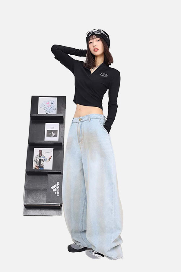 Light Wash Hip Trousers alternatif görünüm