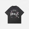 Oversized Distress-Washed Black Illustrated T-Shirt