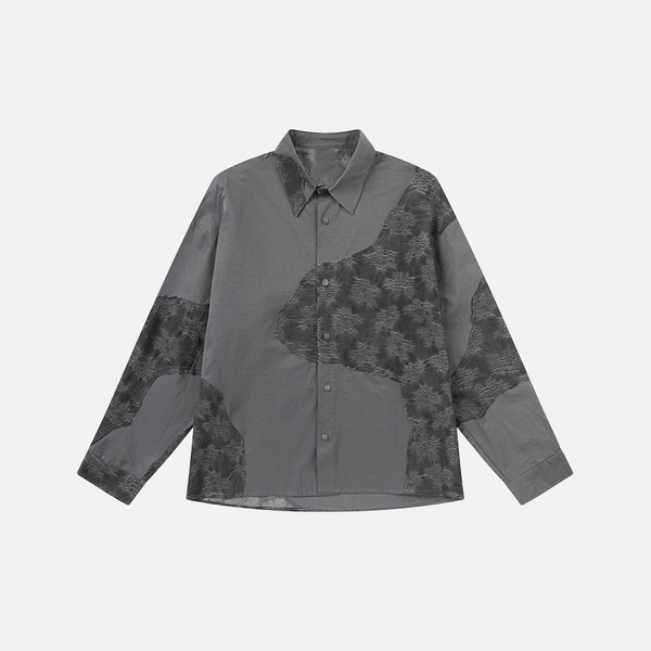 Quilted Panel Retro Casual Long Shirt alternatif görünüm