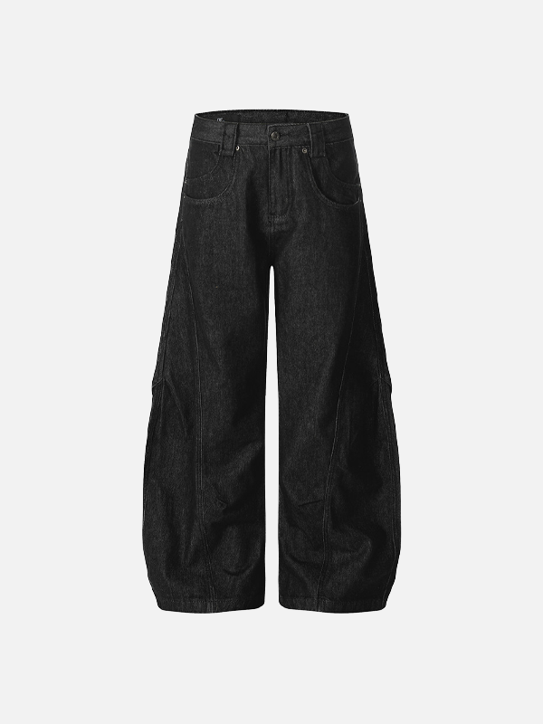 Chic Spliced Pintuck Bell Leg Denim