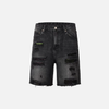 Torn Ease Black Denim Shorts