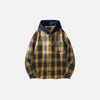 Urban Plaid Hood Overlay Long Sleeve Shirt