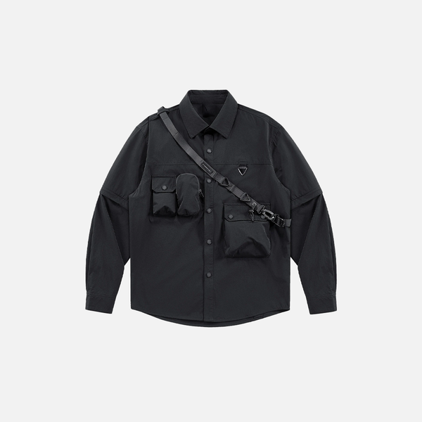 Multi-Pocket Utility Casual Woven Shirt alternatif görünüm