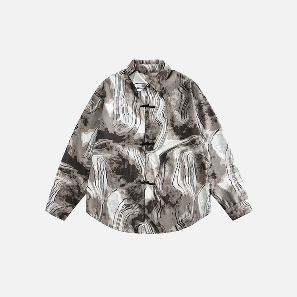 Abstract Geo Turndown Collar Woven Shirt