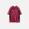 Concrete-Jungle Print Spliced Mesh Jersey Sport T-Shirt