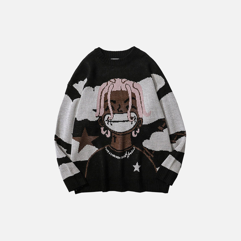 Happy Face Knit Sweatshirt