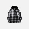 Urban Plaid Hood Overlay Long Sleeve Shirt