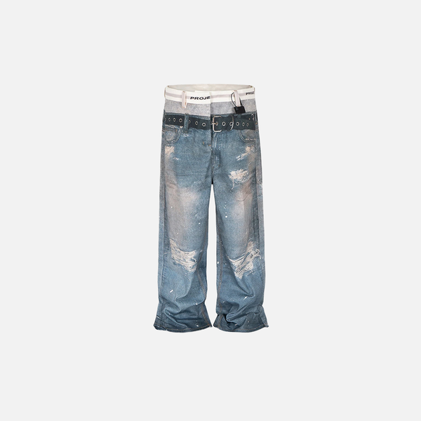 2000s Metro Blue Graphic Relaxed Urban Beat Denim