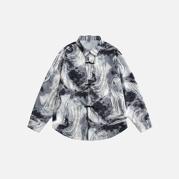 Abstract Geo Turndown Collar Woven Shirt alternatif görünüm