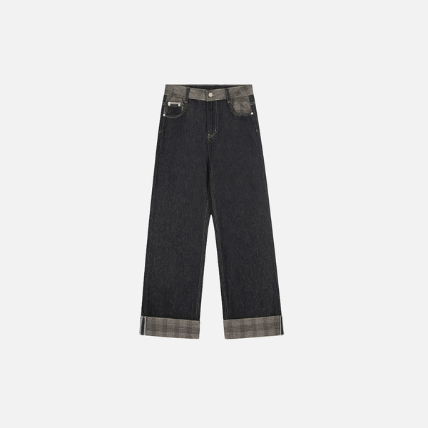 Metro Mosaic Plaid Denim Classic Leg Denim