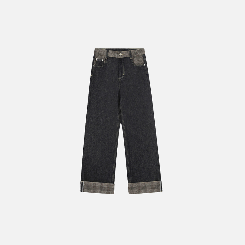 Metro Mosaic Plaid Denim Classic Leg Denim