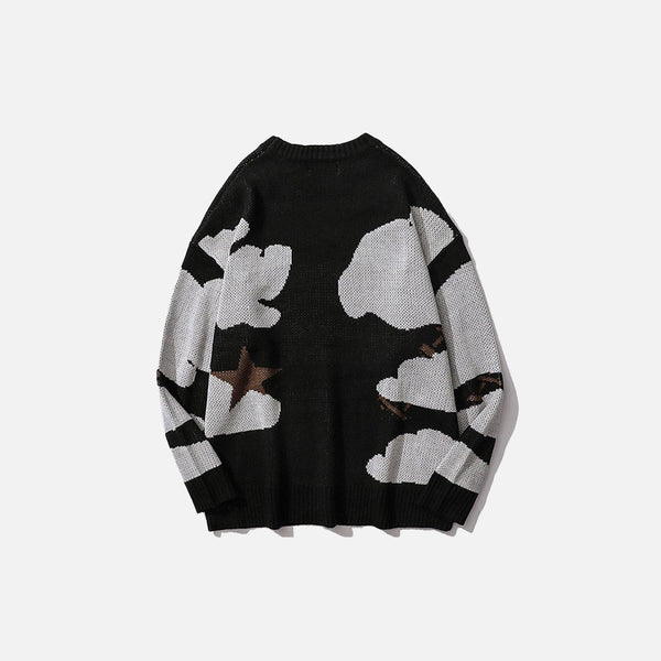Happy Face Knit Sweatshirt alternatif görünüm