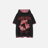 New-Millennium Metamorphosis Print Hooded Short Sleeve Ripped T-Shirt