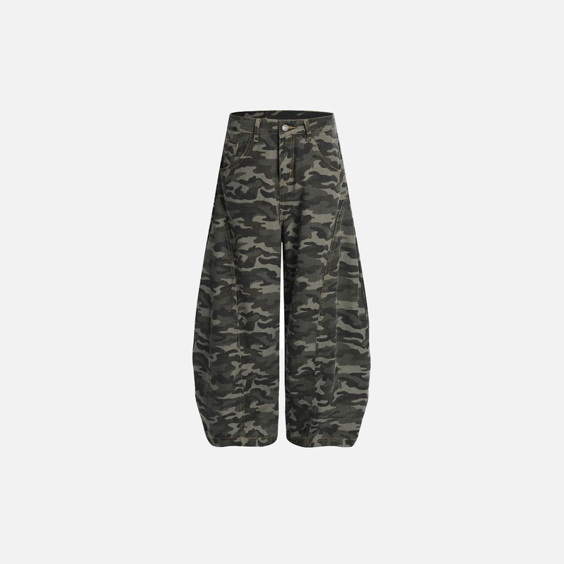 Retro Camo Loose Wide-Leg
