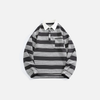 Contrasting Spliced Multi-Stripe Collar-Knit Long Sleeve T-Shirt
