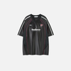 Concrete-Jungle Print Spliced Mesh Jersey Sport T-Shirt