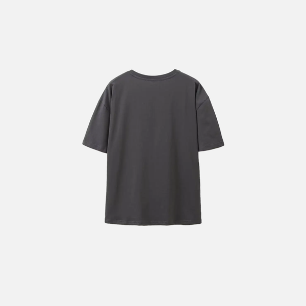 Sharp-Cut Gray Cotton Print T-Shirt alternatif görünüm