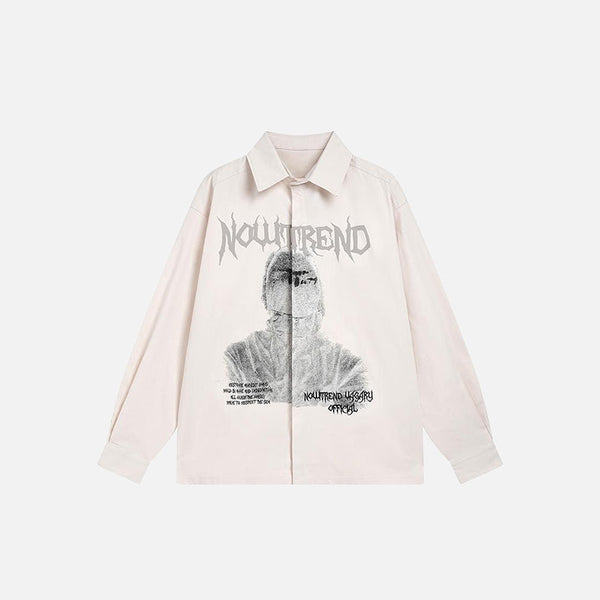 Figurative Print Retro Woven Shirt alternatif görünüm