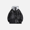 Solid Fold-Down Hooded Denim Jacket