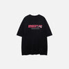 Front view of the black Contrast Color Racing T-shirt in a gray background 