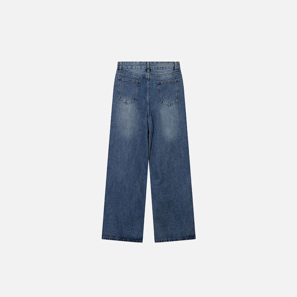 Drawstring Relaxed Blue Denim alternatif görünüm