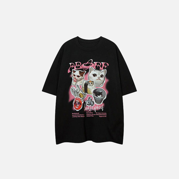 Laid-Back Nine-Lives Print T-Shirt alternatif görünüm