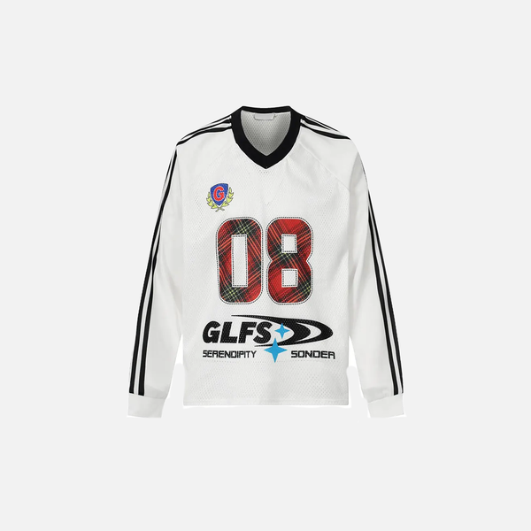Turn-Of-Era Torn-Vibe Visual Imprinted Long Sleeve Sport T-Shirt