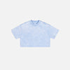 Front view of the sky blue Casual Washed Women's T-shirt in a gray background