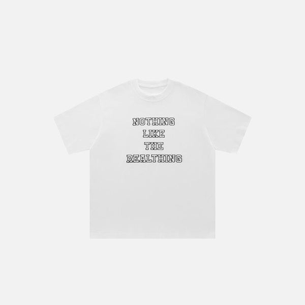 Relaxed-Cut Breezy-Cut Letter Stitch-Craft T-Shirt alternatif görünüm