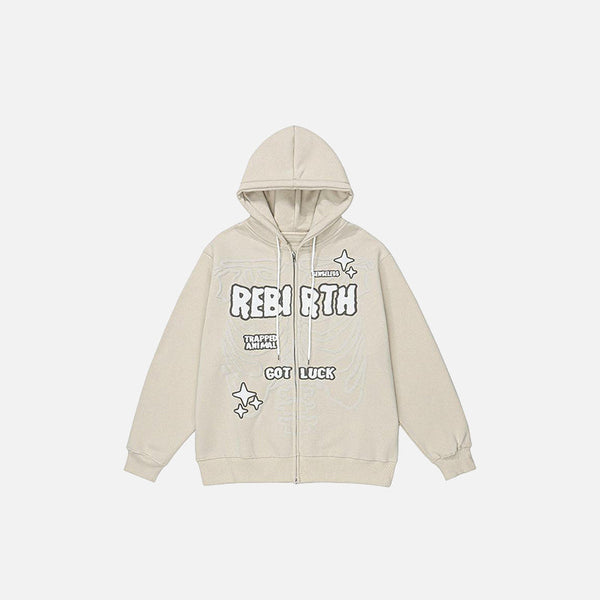 Rebirth Skeleton Zip-Up Sweatshirt alternatif görünüm