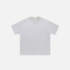 Front view of the gray Space End Loose T-shirt in a gray background 