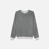 Front view of the gray Long-Sleeve Crew Neck Sweatshirt in a gray background