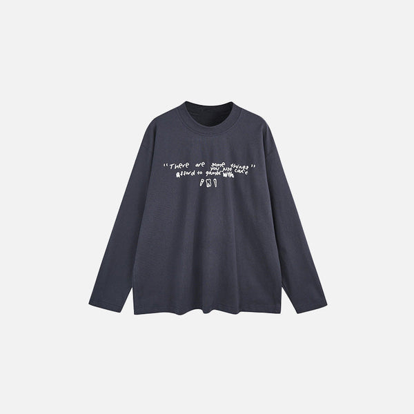 Illustrated Text Long Sleeve T-Shirt alternatif görünüm