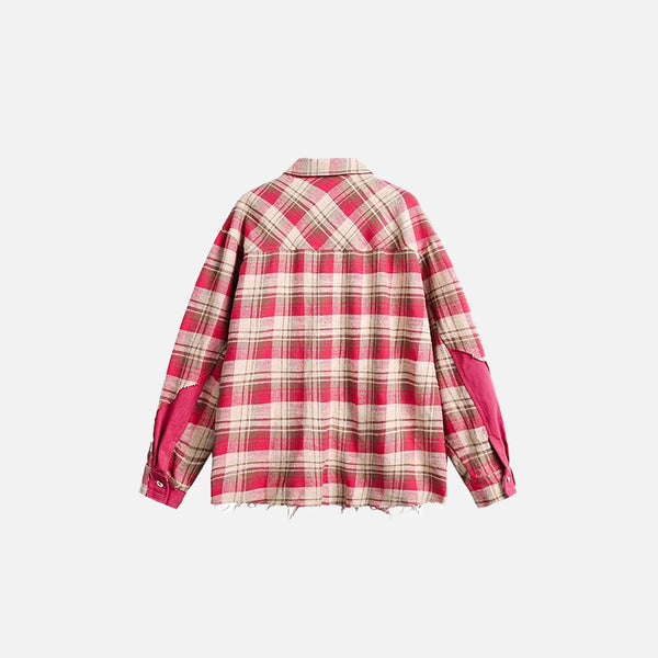 Shattered Red Check Woven Top alternatif görünüm