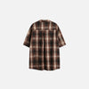 Womens Plaid Easy Short Sleeve Top