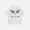Back view of the white Tribal Fire T-shirt in a gray background