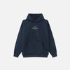Front view of the navy blue Mobilier Tableaux Anciens Hoodie in a gray background