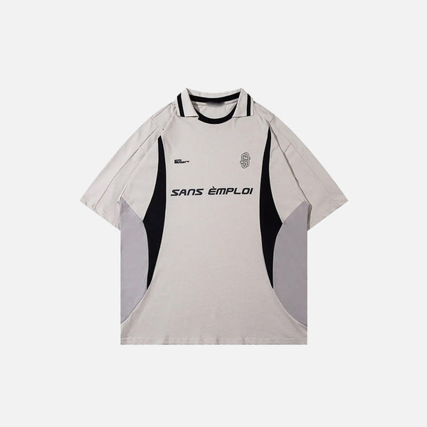 Time-Worn Game-Day Mosaic Collar-Knit T-Shirt alternatif görünüm
