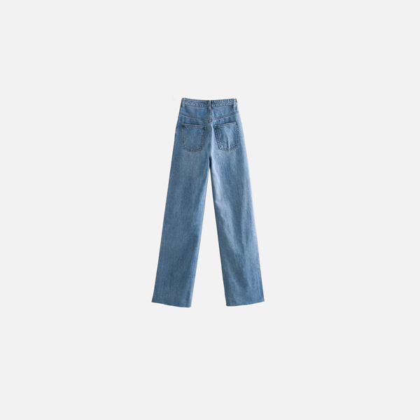 High-Rise Hollow Torn Blue Denim alternatif görünüm