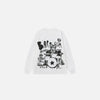 Front view of the white Rockstar Drummer Sweater in a gray background