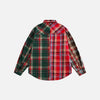 Mix Plaid Patchwork Button-Front Top