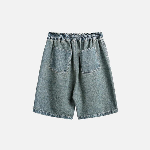 Sacred Pattern Denim Shorts alternatif görünüm