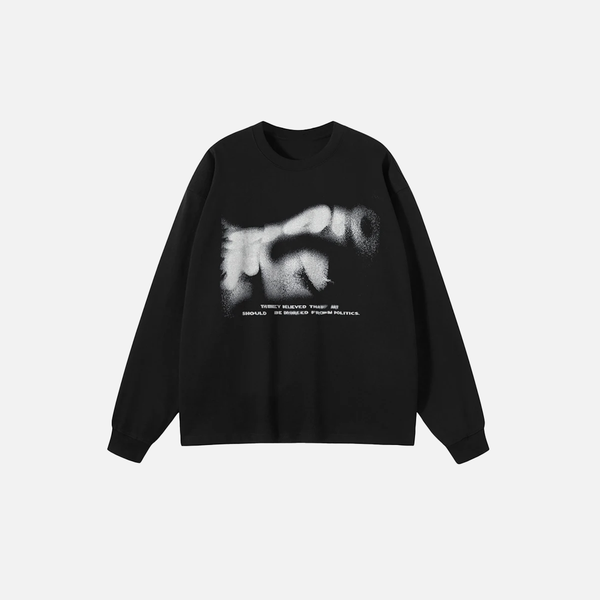 Blurred Letters Artwork Black Long Sleeve T-Shirt