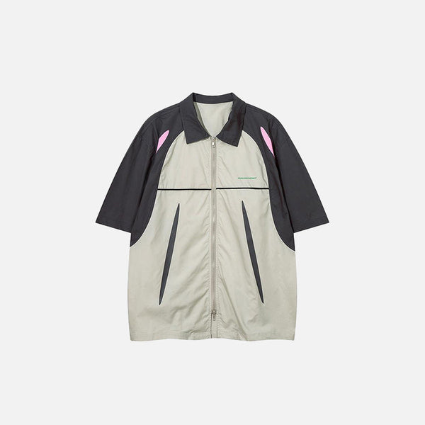 Colorblock Zip-Through Woven Shirt alternatif görünüm