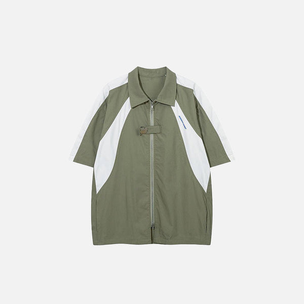 Broad Colorblock Oversized Woven Top alternatif görünüm