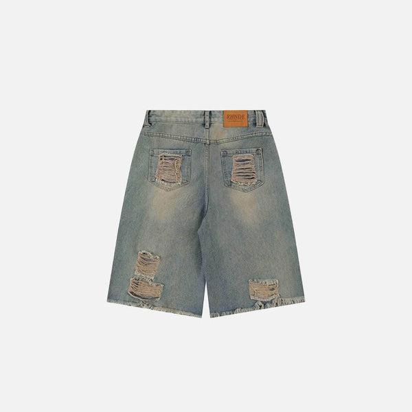Rinse Faded Denim Shorts alternatif görünüm