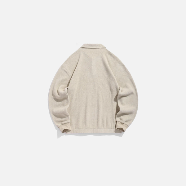 Geo Block Quarter-Zip Casual Top alternatif görünüm