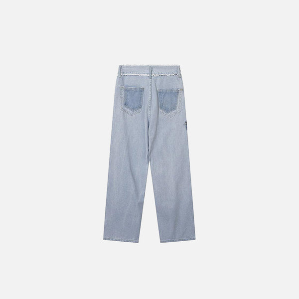 Butterfly Patch Stitched Bell Leg Denim alternatif görünüm