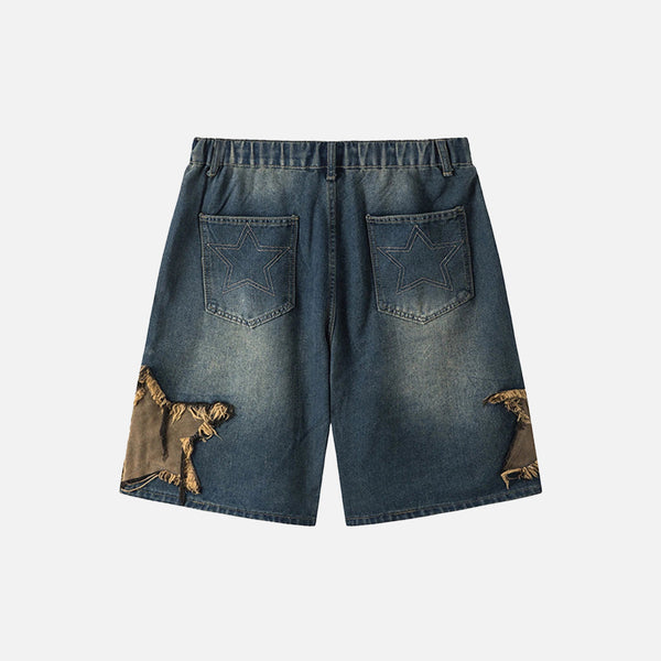 Stargazer Patch Denim Shorts alternatif görünüm